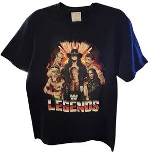 WWE Legends Graphic T-Shirt WrestleMania Collage Black NWT, Unisex Size M